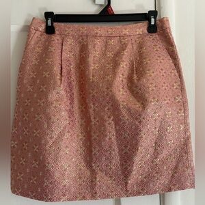 J. Crew Pink and Gold Mini Skirt